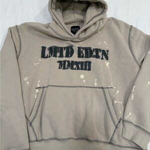 Boohoo Beige Hoodie with Bold Graphic
